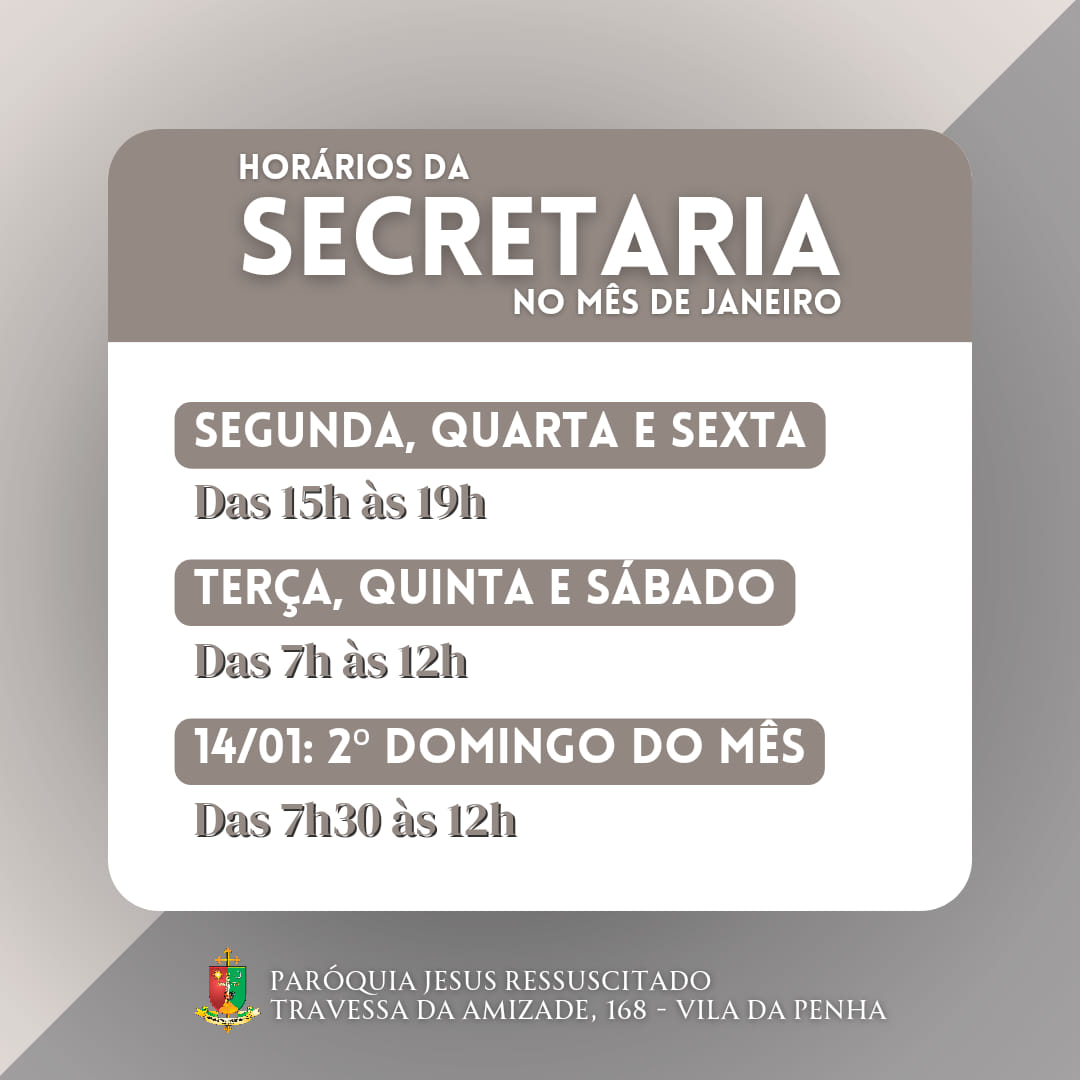 Novos Horários da Secretaria em Janeiro de 2024